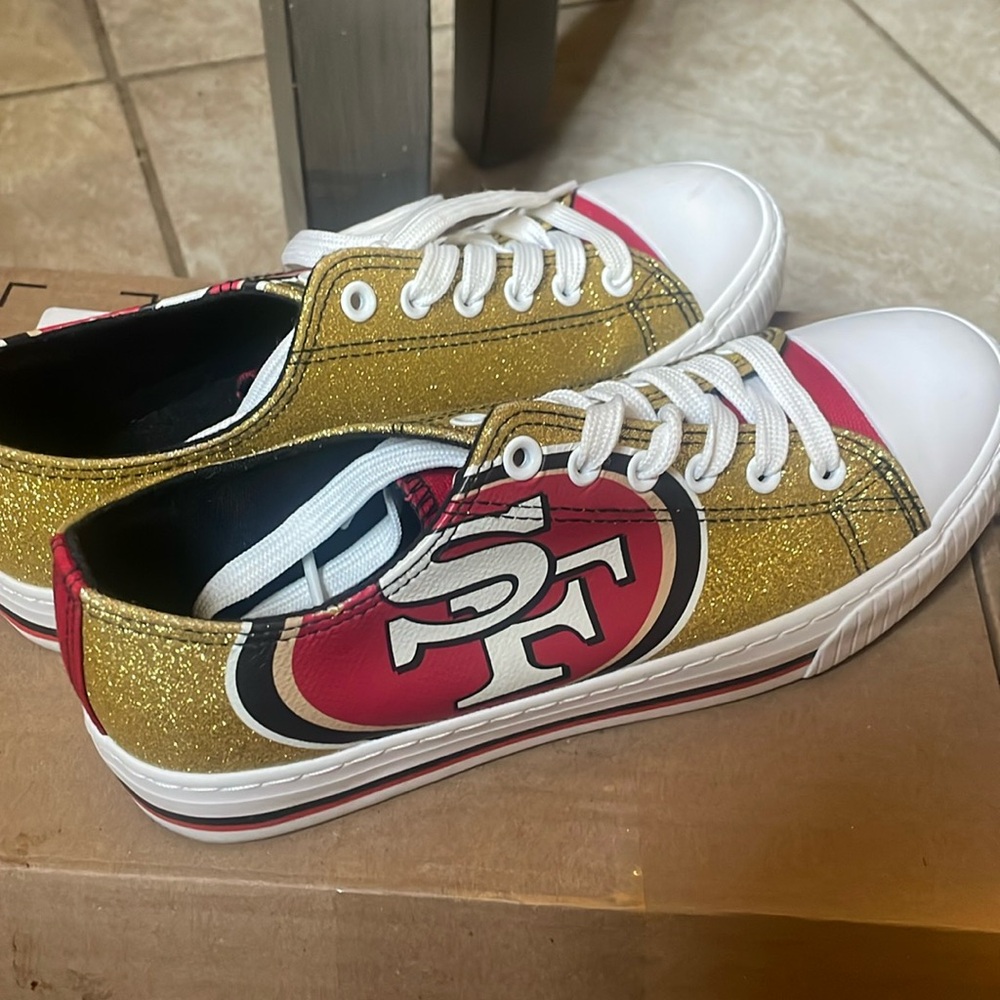 NFL Team Logo Ladies Fashion Glitter Low Top Canvas Sneakers Shoes